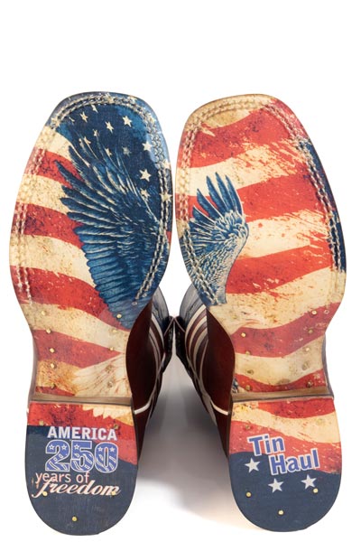 Women's Tin Haul USA 1776-2026 Boots with 250 Years Of Freedom Sole Handmade Red