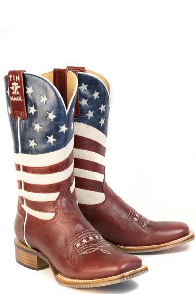 Women's Tin Haul USA 1776-2026 Boots with 250 Years Of Freedom Sole Handmade Red