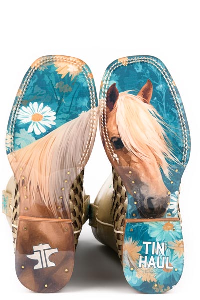 Women's Tin Haul Palamino Boots with Flowerfield Filly Sole Handmade Tan