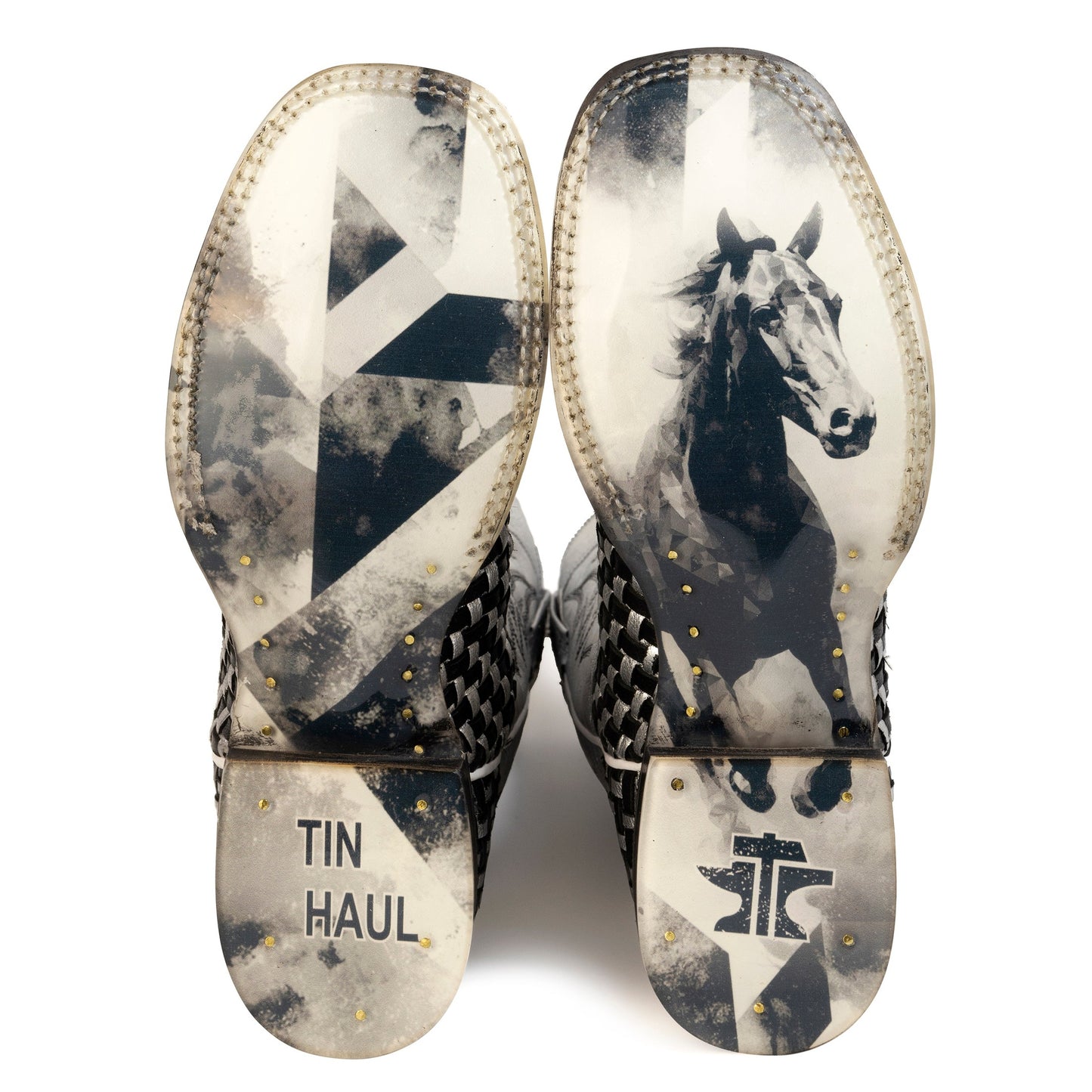 Women's Tin Haul Metallic Checkmate Boots With Crystal Gallop Sole Handmade Multi