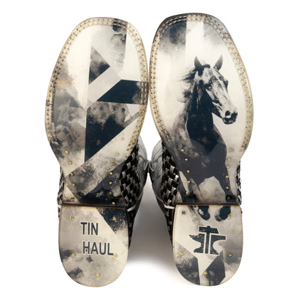 Women's Tin Haul Metallic Checkmate Boots With Crystal Gallop Sole Handmade Multi