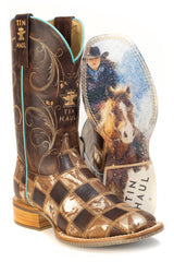 Women’s Tin Haul Giddyup Glam Boots With Ready For The Ride Boots Handmade Brown