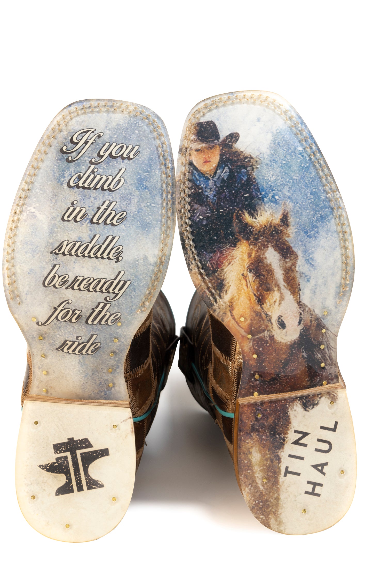 Women’s Tin Haul Giddyup Glam Boots With Ready For The Ride Boots Handmade Brown