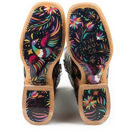 Women‚Äôs Tin Haul Ooh La La Boots With Full Of Color Sole Handcrafted Black - yeehawcowboy