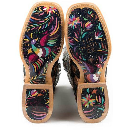Women‚Äôs Tin Haul Ooh La La Boots With Full Of Color Sole Handcrafted Black - yeehawcowboy