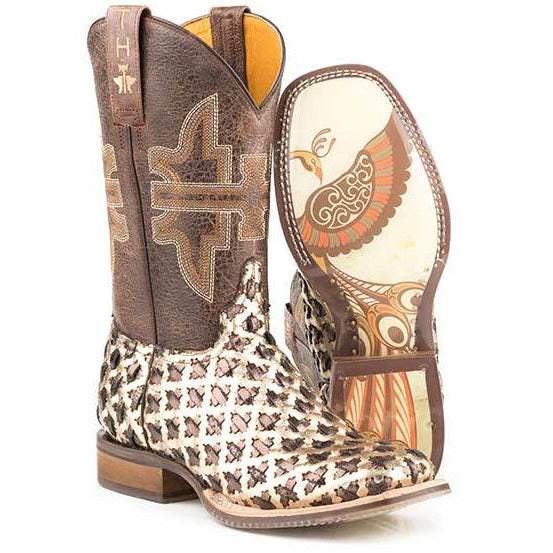 Tin Haul 3D Cross Boots für Damen mit Pfauensohle, handgefertigt, Braun