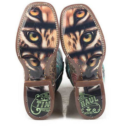 Women's Tin Haul Wild Flower Boots With Cat Eyes Sole Handcrafted Multi Color - yeehawcowboy
