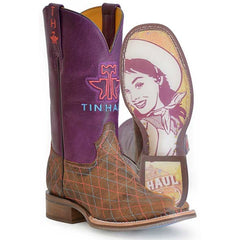 Women's Tin Haul Rodeo Sweetheart Boots with Retro Cowgirl Sole Handcrafted Brown