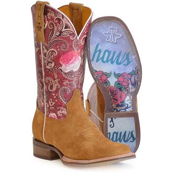 Tin Haul Blooming Breeze Boots für Damen mit Yeehaw-Sohle, handgefertigt, Hellbraun