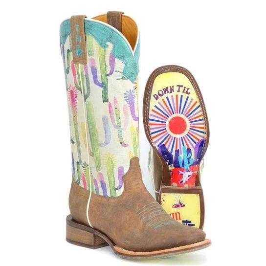 Tin Haul Hot Stuff Boots für Damen mit Sun Comes Up-Sohle, handgefertigt, Braun