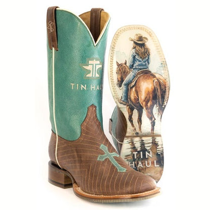 Women's Tin Haul Riding With God Boots with God Is With Me Sole Handmade Brown