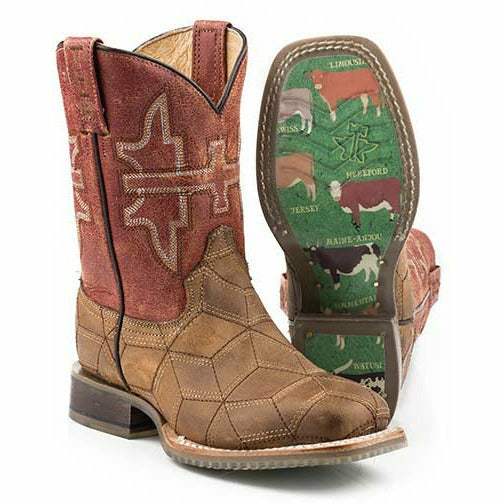 Tin Haul 3D Illusion Boots für Kinder mit Rindersohle, handgefertigt, Braun