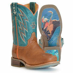 Kid's Tin Haul Split Bullrider Boots Extreme Bullrider Sole Handcrafted Tan