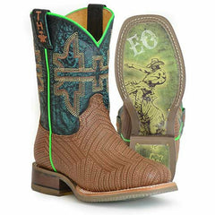 Kid's Tin Haul Rowdy Vintage Boots Rodeo Sole Handcrafted Tan