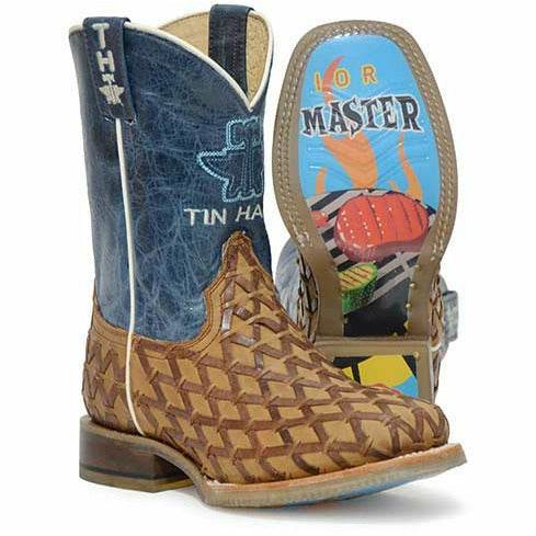 Kinder Tin Haul Grill Master Junior Stiefel BBQ Party Sohle Handarbeit Braun