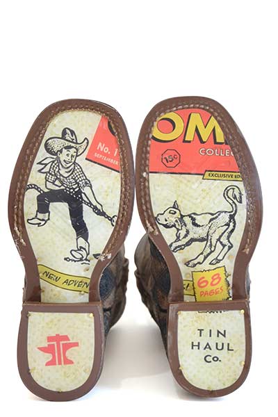 Botas triangulares Tin Haul para niños con suela retro, hechas a mano, color marrón y negro