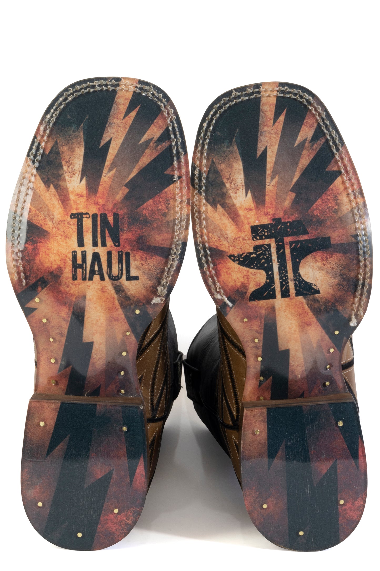 Kid's Tin Haul Lightning Boots With Tin Haul Explosion Sole Handmade Brown