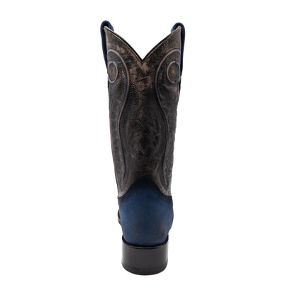 Botas de cuero Ferrini Roughrider para hombre, hechas a mano, con punta cuadrada, color azul eléctrico
