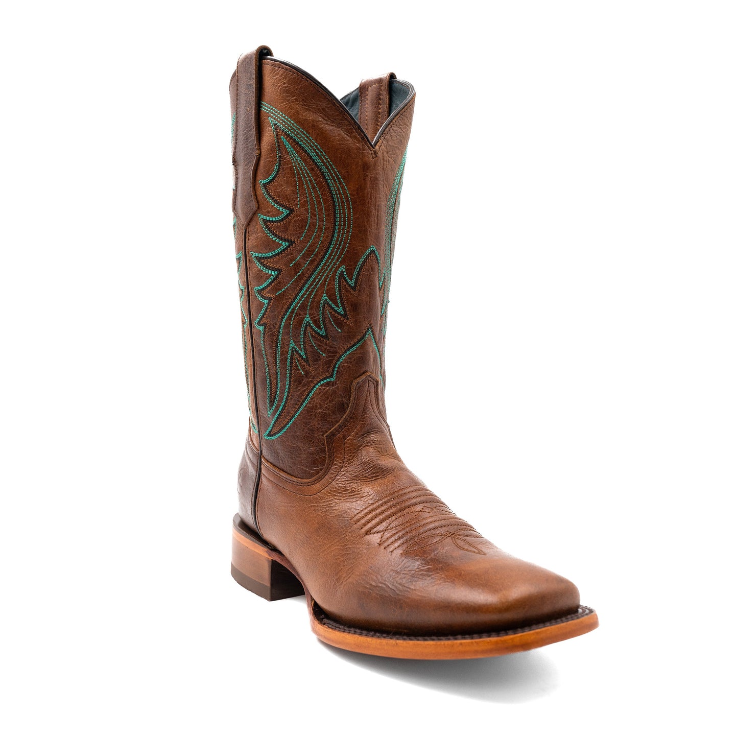 Men's Ferrini Beau Leather Boots Handcrafted Square Toe Honey