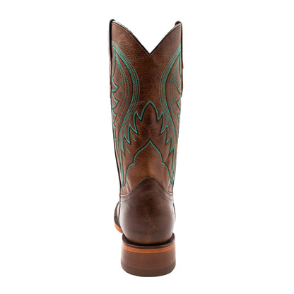 Men's Ferrini Beau Leather Boots Handcrafted Square Toe Honey
