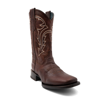 Botas de cuero Ferrini Dylan para hombre, hechas a mano, con punta cuadrada, color brandy