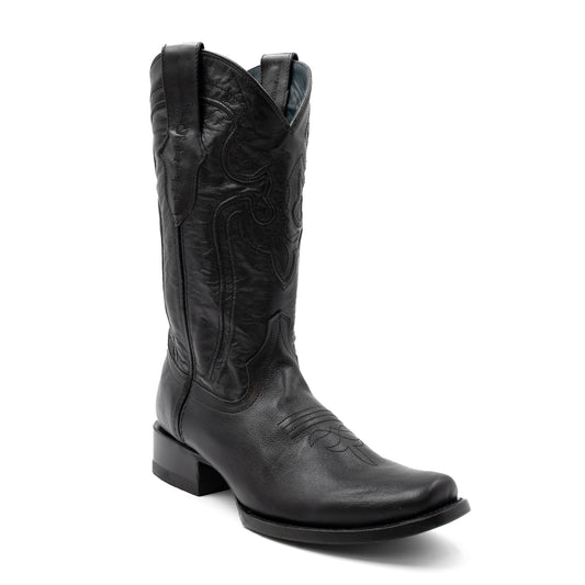 Botas de cuero Ferrini Wyatt para hombre, hechas a mano, con punta cuadrada, color negro