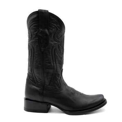 Botas de cuero Ferrini Wyatt para hombre, hechas a mano, con punta cuadrada, color negro