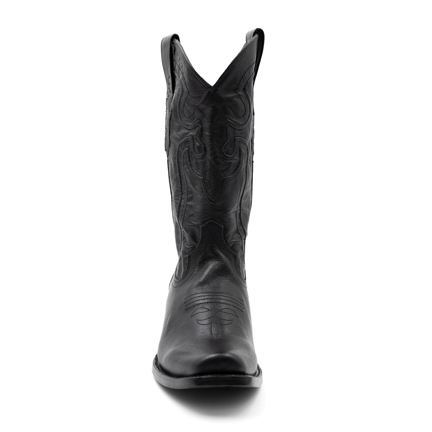 Botas de cuero Ferrini Wyatt para hombre, hechas a mano, con punta cuadrada, color negro