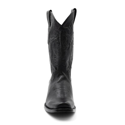 Botas de cuero Ferrini Wyatt para hombre, hechas a mano, con punta cuadrada, color negro
