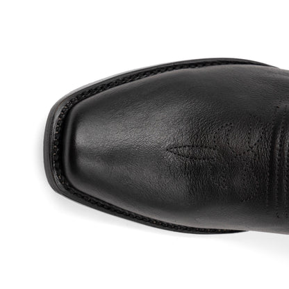 Botas de cuero Ferrini Wyatt para hombre, hechas a mano, con punta cuadrada, color negro