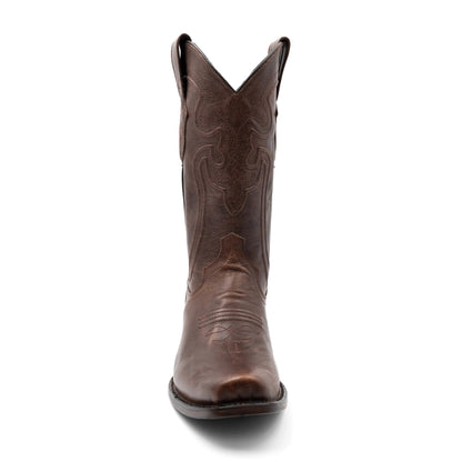 Botas de cuero Ferrini Wyatt para hombre, hechas a mano, con punta cuadrada, color chocolate