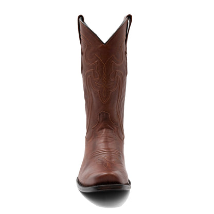Botas de cuero Ferrini Wyatt para hombre, hechas a mano, con punta cuadrada, color brandy