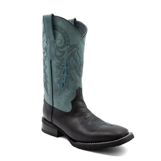 Men's Ferrini Maverick Leather Boots Handcrafted Square Toe Black