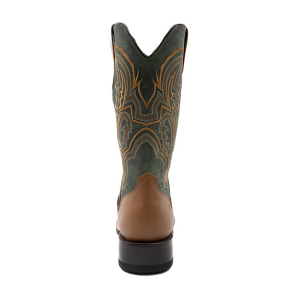 Men's Ferrini Clint Leather Boots Handcrafted Square Toe Honey