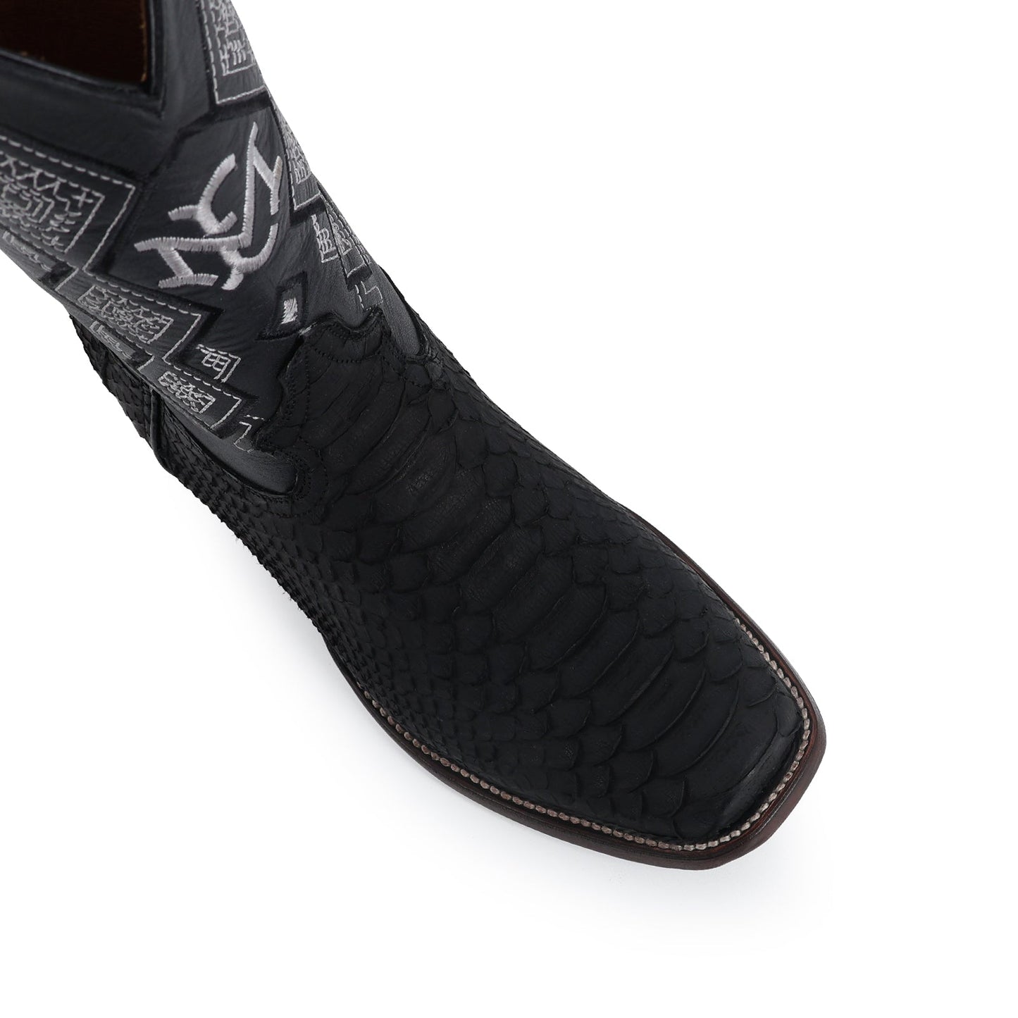 Men's El Malcreado Black Suede Python Exotic Boots Handmade