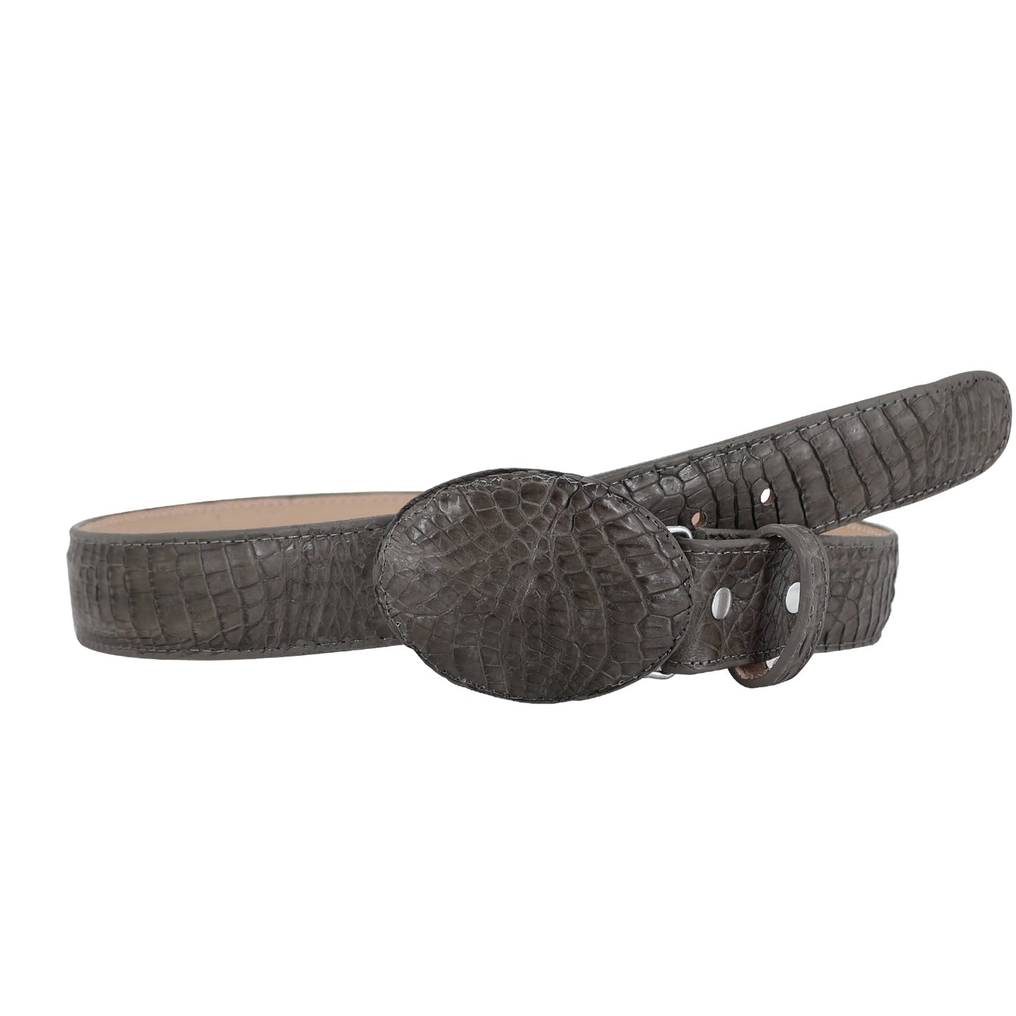 El Malcreado Gray Genuine Caiman Belt 1.5" Handmade