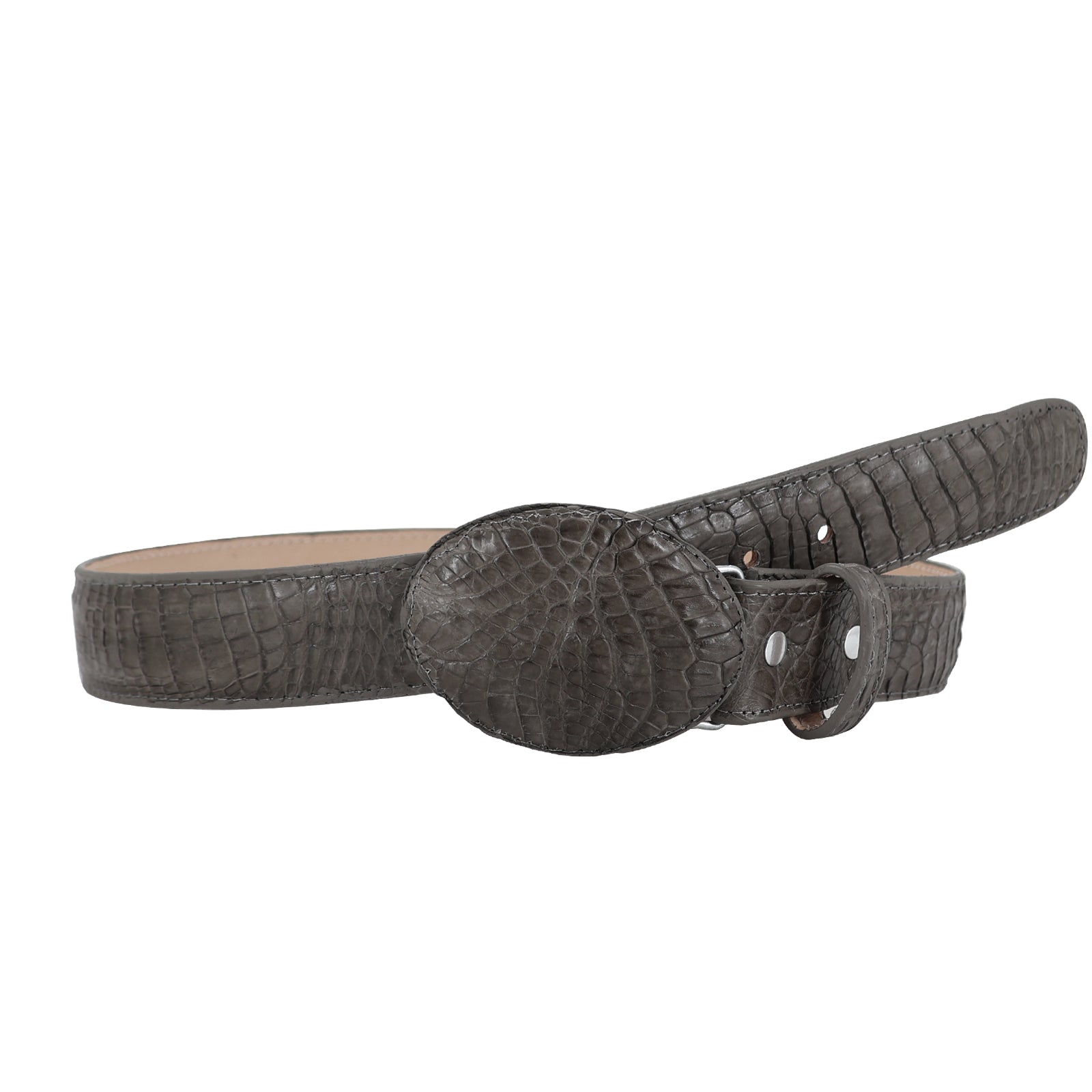El Malcreado Gray Genuine Caiman Belt 1.5" Handmade
