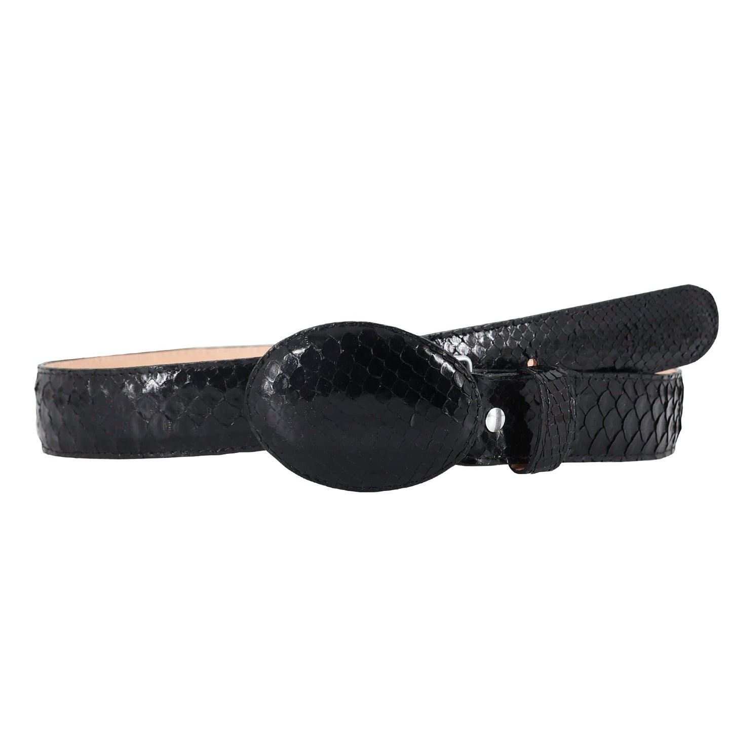 El Malcreado Black Genuine Python Belt 1.5" Handmade