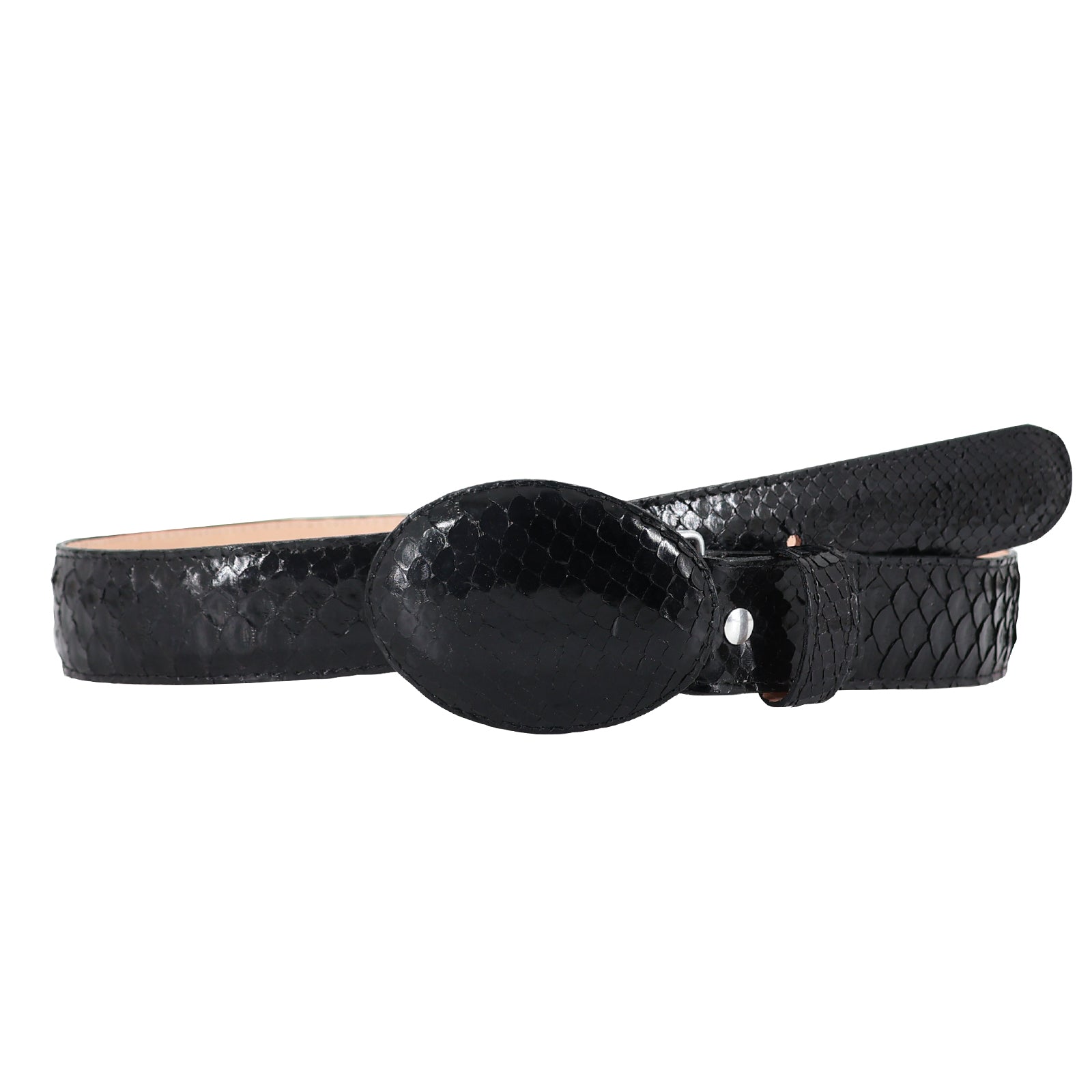 El Malcreado Black Genuine Python Belt 1.5" Handmade