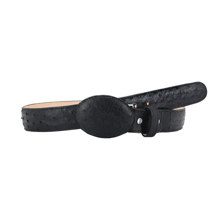 El Malcreado Black Genuine Ostrich Belt 1.5" Handmade