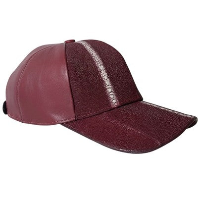 Burgundy Stingray Cap Genuine Authentic Handmade Adjustable Closure