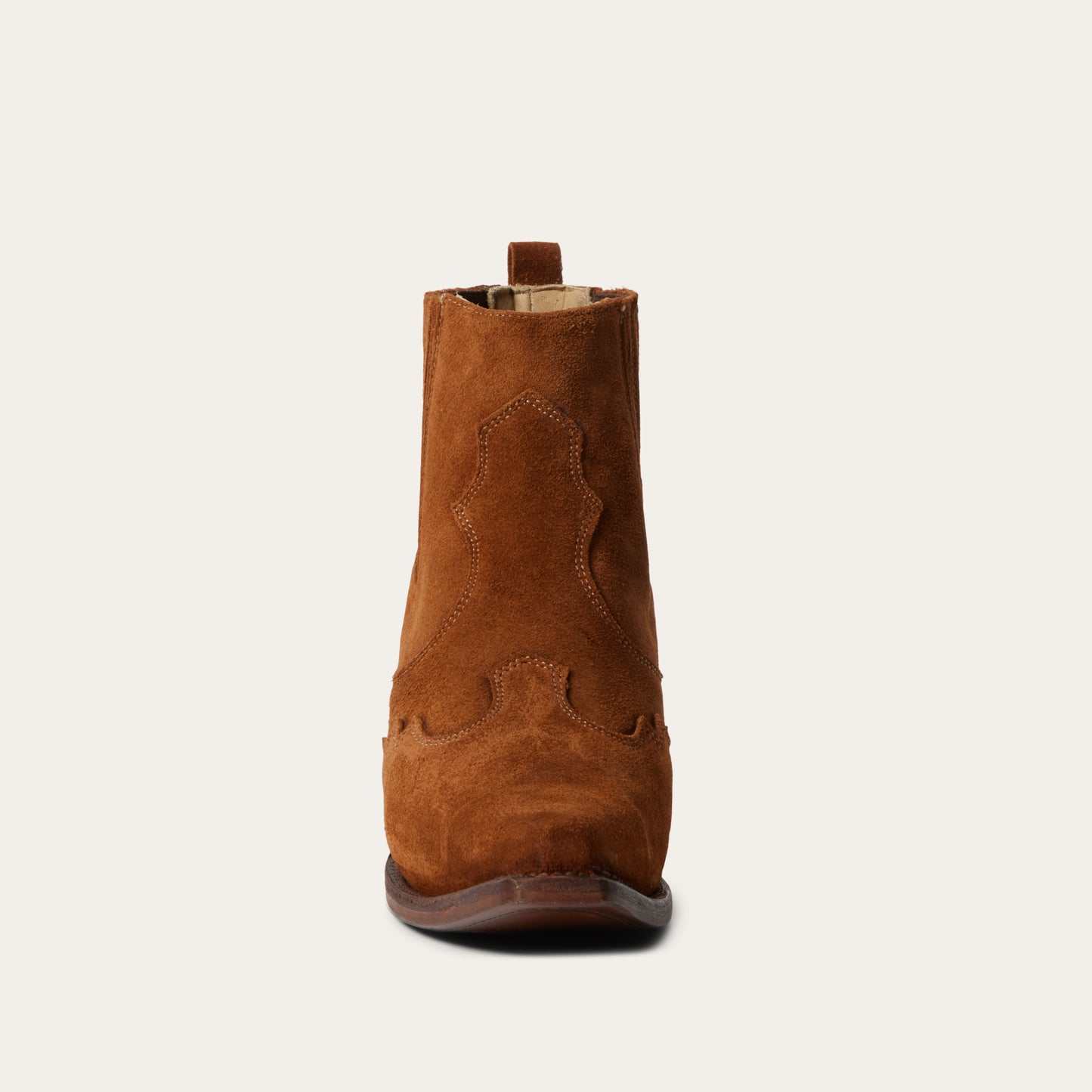 Women's Stetson June Leather Boots brown suede wing tip with 5-inch shaft and stacked heel
