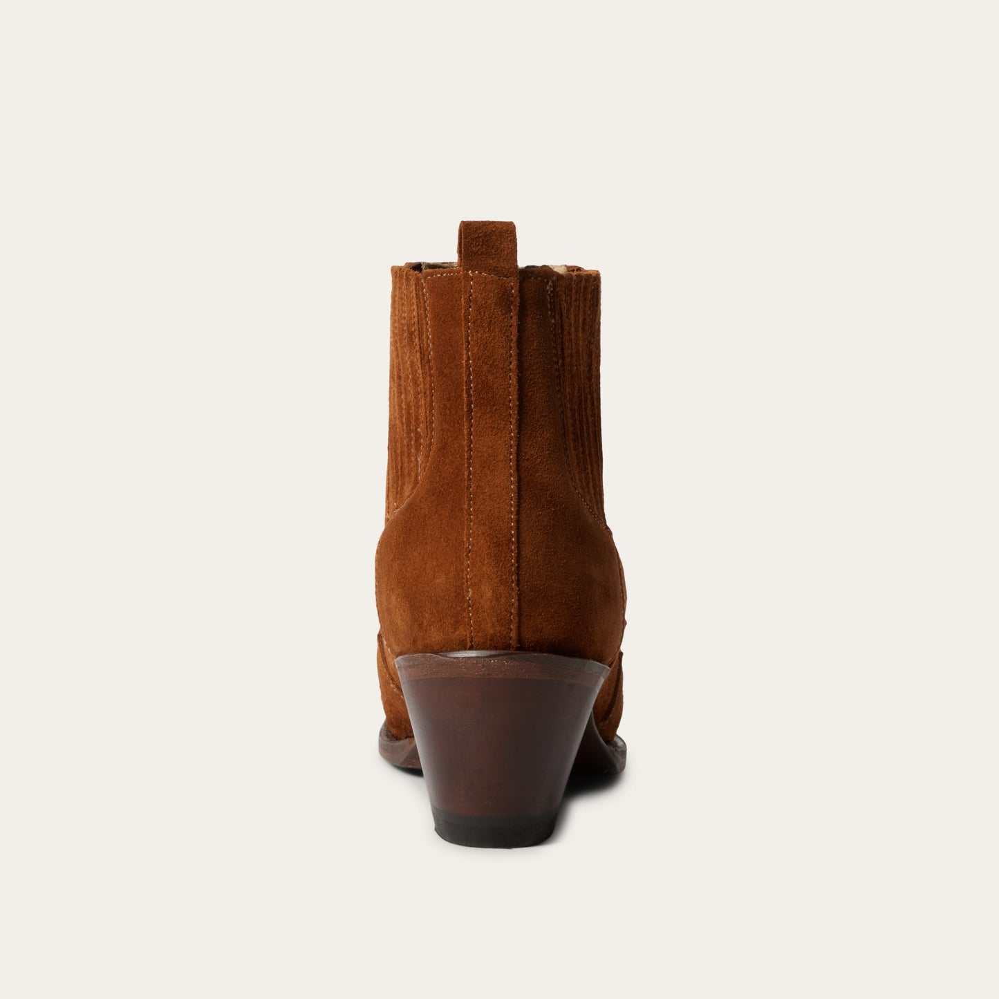 Women's Stetson June Leather Boots handcrafted brown suede with wing tip and stacked heel