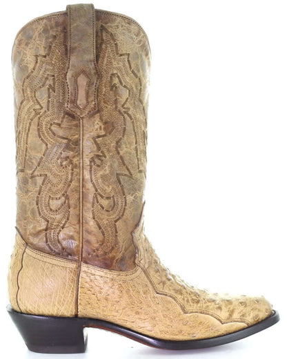 Men's Corral Ivory Genuine Ostrich Boots with Embroidery