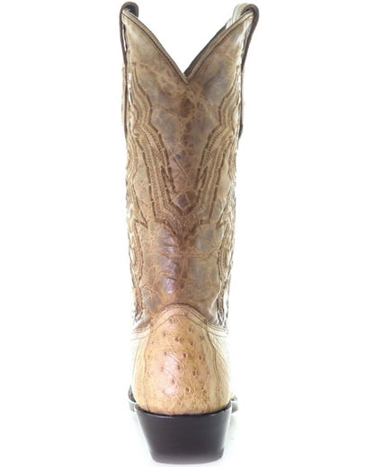 Men's Corral Ivory Genuine Ostrich Boots with Embroidery