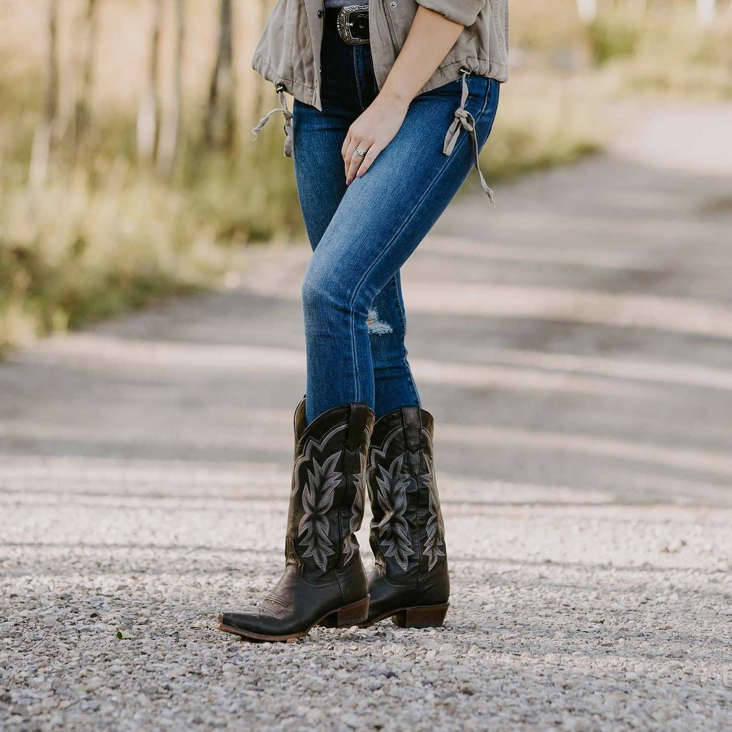 Women's Stetson Casey Leather Boots black handcrafted with unique embroidery and leather sole