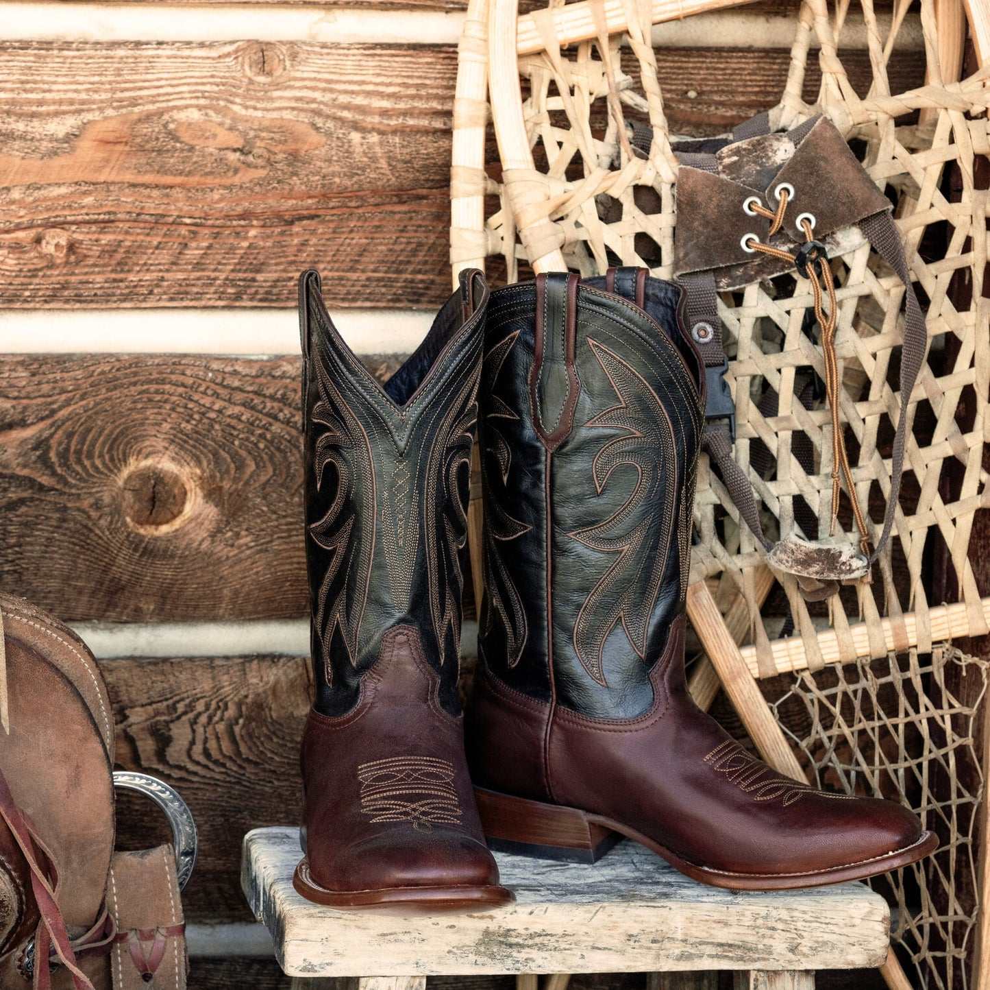 Men's Stetson Cody Boots brown handcrafted square toe leather stitching
