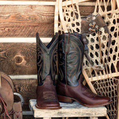 Men's Stetson Cody Boots brown handcrafted square toe leather stitching