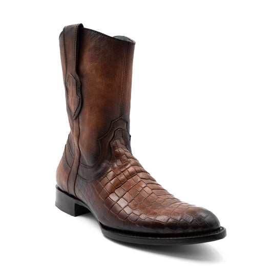 Men's Ferrini Winston Alligator PRINT Boots Handcrafted Round Toe Vintage