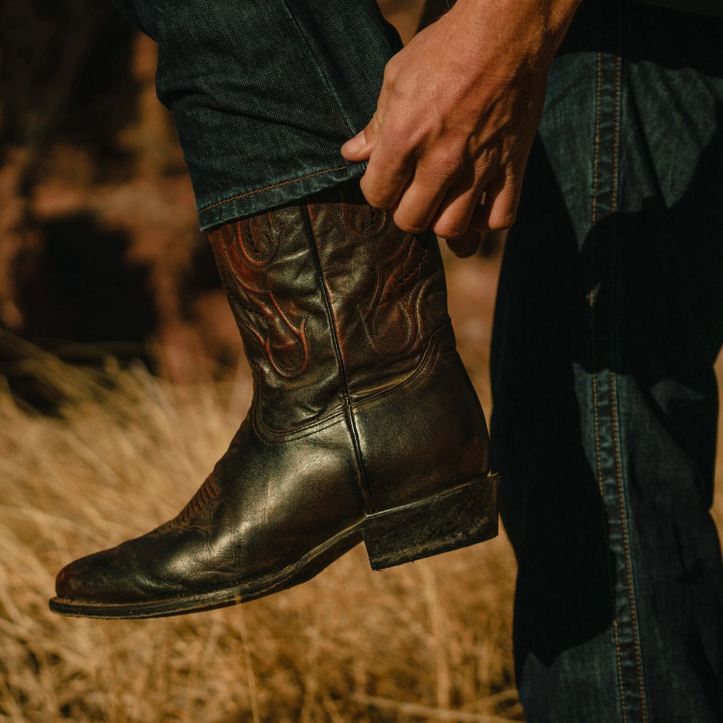 Stetson Carlisle Boots für Herren, runde Zehenpartie, handgefertigt, Schwarzkirsche